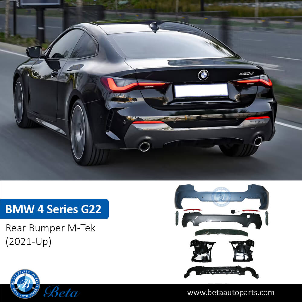 Rear Bumper M-Tek with PDC / Park Assist for BMW 4 Series 2021-Up models, Part Number 51129850252 Rear Bumper M-Tek with PDC / Park Assist for BMW 4 Series 2021-Up models, Part Number 51129850252